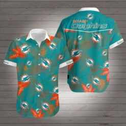 Miami Dolphins Orange Leave ??3D Printed Hawaiian Shirt
