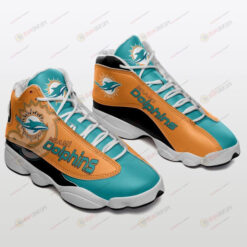 Miami Dolphins Pattern In Turquoise And Orange Air Jordan 13 Shoes Sneakers