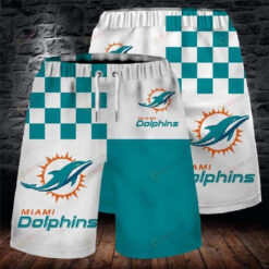 Miami Dolphins Plaid Pattern Hawaiian Shorts Summer Shorts Men Shorts - Print Shorts