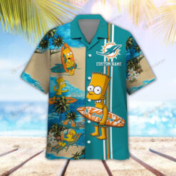 Miami Dolphins Simpsons Custom Name Short Sleeve Button Up Summer 3D Printed Hawaiian Shirt
