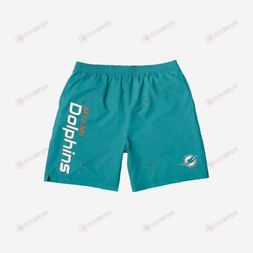 Miami Dolphins Solid Wordmark Traditional Hawaiian Men Shorts Swim Trunks - Print Shorts