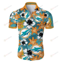 Miami Dolphins Tropical Flower Curved Hawaiian Shirt