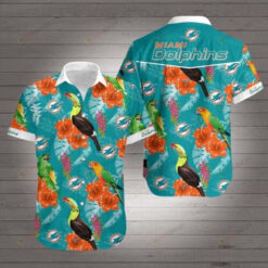 Miami Dolphins Tropical Parrot ??3D Printed Hawaiian Shirt