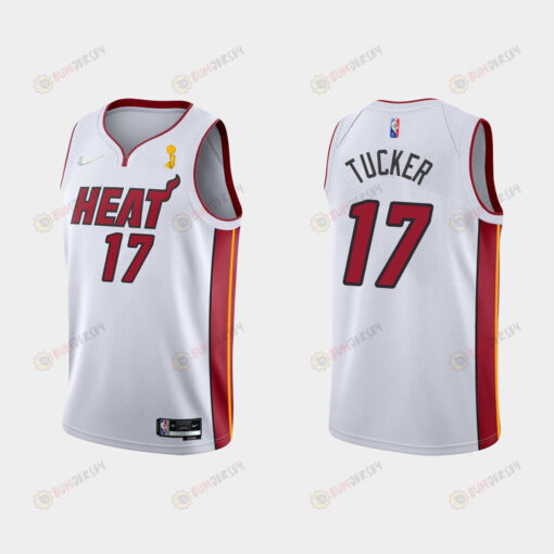 Miami Heat 17 P.J. Tucker Champions Cup 2023 Patch White Jersey