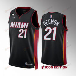 Miami Heat 2022-23 Dewayne Dedmon 21 Icon Edition Black Jersey NO.6 Patch