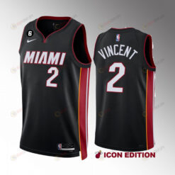 Miami Heat 2022-23 Gabe Vincent 2 Icon Edition Black Jersey NO.6 Patch