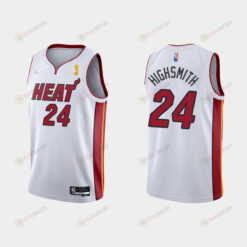 Miami Heat 24 Haywood Highsmith Champions Cup 2023 Patch White Jersey