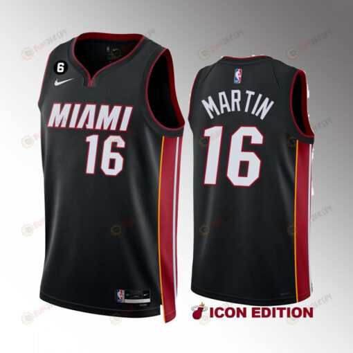 Miami Heat Caleb Martin 16 Icon Edition 2022-23 Black Jersey NO.6 Patch