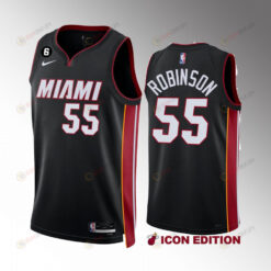 Miami Heat Duncan Robinson 55 Icon Edition Black Jersey 2022-23 NO.6 Patch