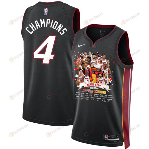 Miami Heat Finals Champions 2023 Swingman Jersey Player Signture - Black