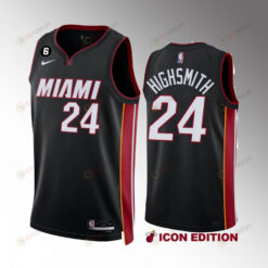 Miami Heat Haywood Highsmith 24 2022-23 Icon Edition Black Jersey NO.6 Patch