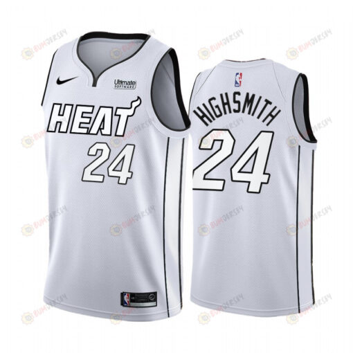 Miami Heat Haywood Highsmith White Hot 2022 Playoffs 24 Jersey
