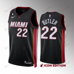 Miami Heat Jimmy Butler 22 2022-23 Icon Edition Black Jersey NO.6 Patch