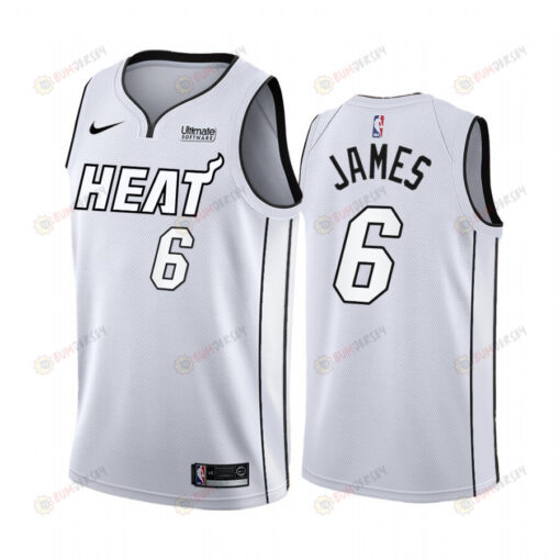 Miami Heat LeBron James White Hot 2022 Playoffs 6 Jersey