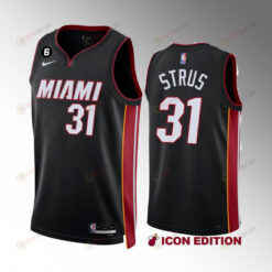 Miami Heat Max Strus 31 Icon Edition Black Jersey 2022-23 NO.6 Patch