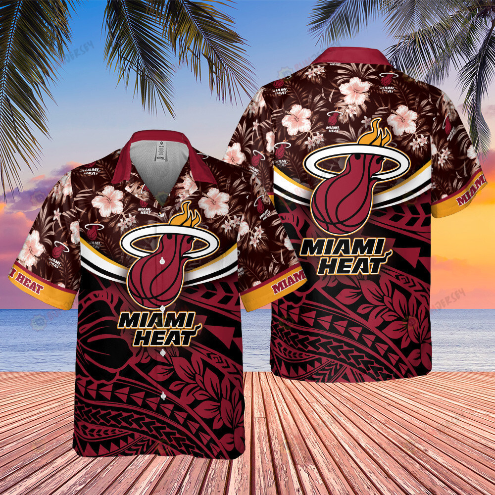 Miami Heat National National Basketball Association 2023 Polynesian Pattern AOP Hawaiian Shirt SH1FI