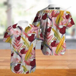 Miami Heat Short Sleeve Curved Hawaiian Shirt
