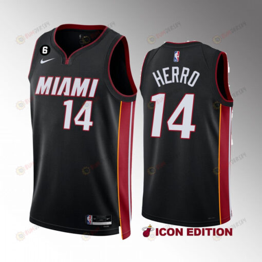 Miami Heat Tyler Herro 14 2022-23 Icon Edition Black Jersey NO.6 Patch