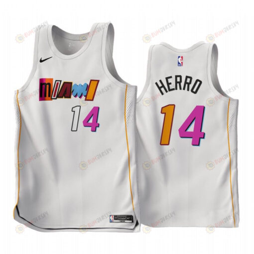 Miami Heat Tyler Herro 2022-23 City Edition White 14 Jersey - Men Jersey