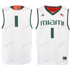 Miami Hurricanes 1 Basketball Premier Tank Top Men Jersey - White