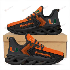 Miami Hurricanes 3D Max Soul Sneaker Shoes In Black Orange