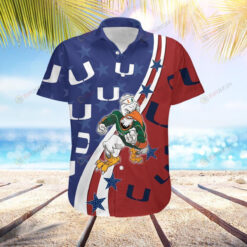 Miami Hurricanes American Flag Custom Name Hawaiian Shirt