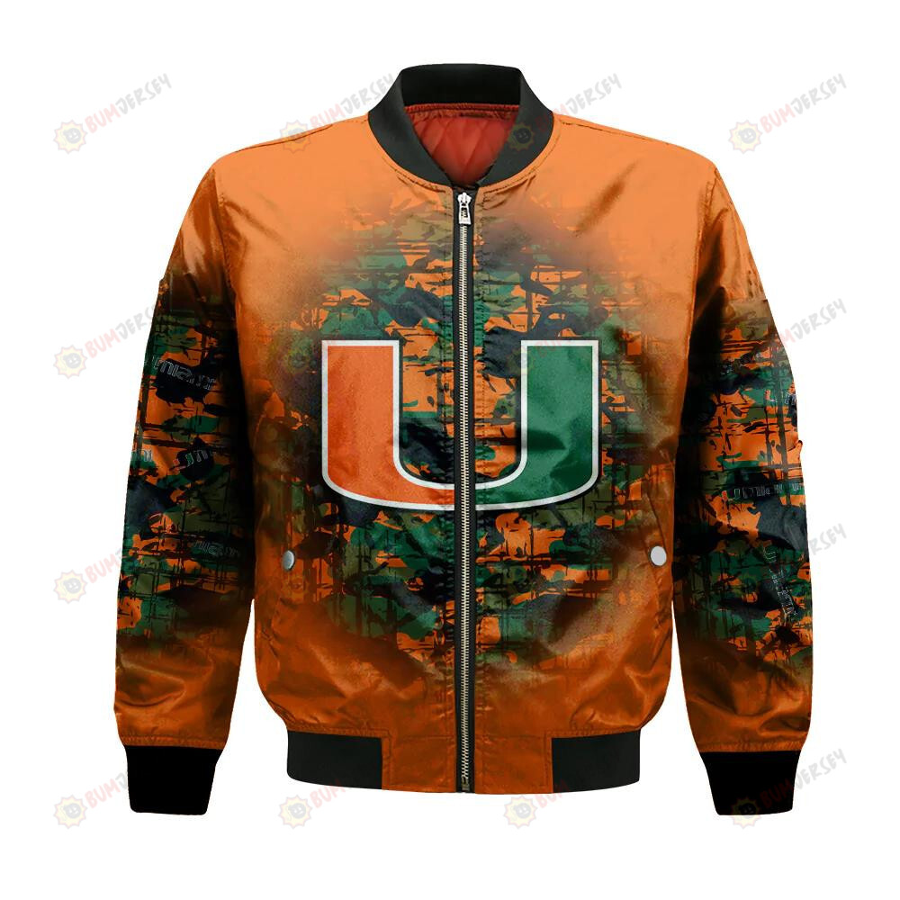 Miami Hurricanes Bomber Jacket 3D Printed Camouflage Vintage