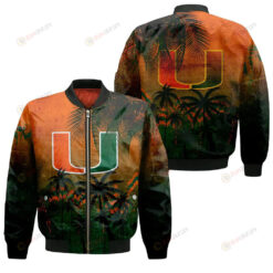 Miami Hurricanes Bomber Jacket 3D Printed Coconut Tree Tropical Grunge