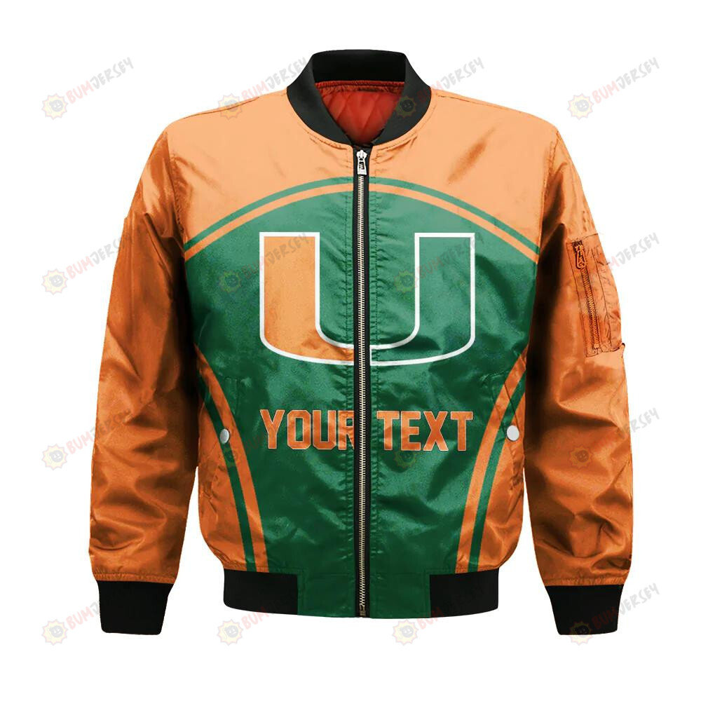 Miami Hurricanes Bomber Jacket 3D Printed Custom Text And Number Curve Style Sport