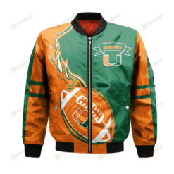 Miami Hurricanes Bomber Jacket 3D Printed Flame Ball Pattern