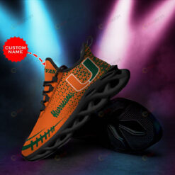 Miami Hurricanes Custom Name Orange 3D Max Soul Sneaker Shoes