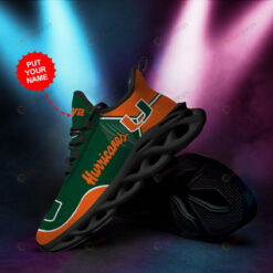 Miami Hurricanes Custom Name Orange Green 3D Max Soul Sneaker Shoes