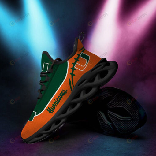 Miami Hurricanes Logo Custom Name Green Orange 3D Max Soul Sneaker Shoes