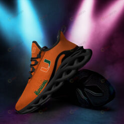 Miami Hurricanes Logo Pattern 3D Max Soul Sneaker Shoes In Orange