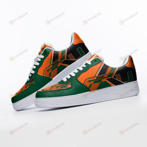 Miami Hurricanes Logo Pattern Air Force 1 Printed In Orange Green