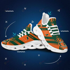 Miami Hurricanes Logo Pattern Custom Name 3D Max Soul Sneaker Shoes