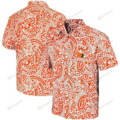 Miami Hurricanes Orange Make Like A Tree Camp Button-Up Hawaiian Shirt