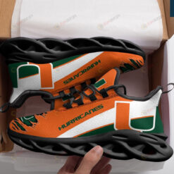 Miami Hurricanes Stripe Pattern Orange 3D Max Soul Sneaker Shoes