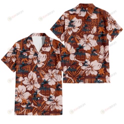 Miami Marlins Bisque Hibiscus Brown Pattern 3D Hawaiian Shirt