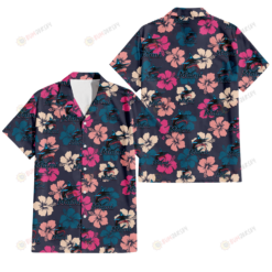 Miami Marlins Colorful Hibiscus Black Background 3D Hawaiian Shirt