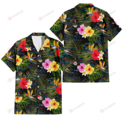 Miami Marlins Colorful Hibiscus Green Leaf Back Background 3D Hawaiian Shirt