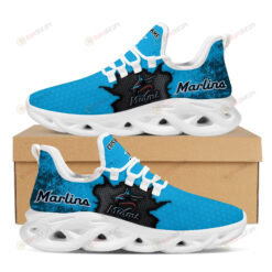 Miami Marlins Cracked Design Pattern Custom Name 3D Max Soul Sneaker Shoes