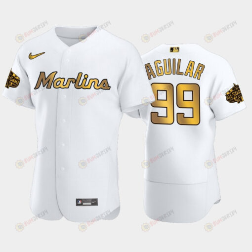 Miami Marlins Jesus Aguilar 99 White Gold 2022-23 All-Star Game Jersey