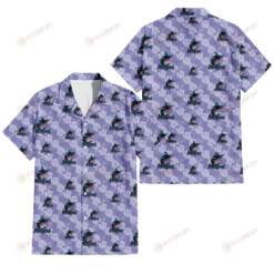 Miami Marlins Light Purple Hibiscus Pattern Stripe Powder Purple 3D Hawaiian Shirt