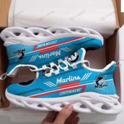 Miami Marlins Logo Custom Name Pattern 3D Max Soul Sneaker Shoes