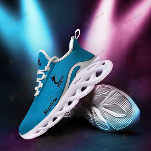 Miami Marlins Logo Pattern 3D Max Soul Sneaker Shoes In Blue