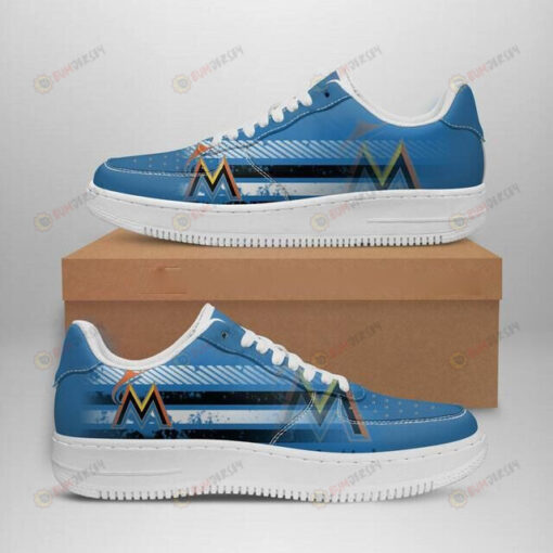 Miami Marlins Logo Pattern Air Force 1 Printed In Blue