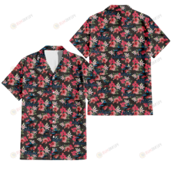 Miami Marlins Pink Hibiscus Orchid Brown Background 3D Hawaiian Shirt
