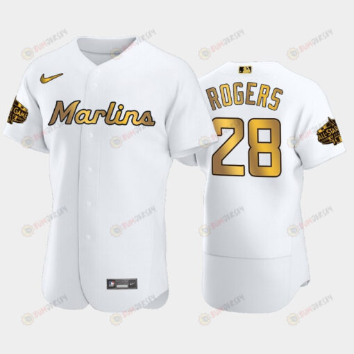 Miami Marlins Trevor Rogers 28 White Gold 2022-23 All-Star Game Jersey