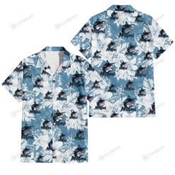 Miami Marlins White Hibiscus Orchid Light Blue Background 3D Hawaiian Shirt